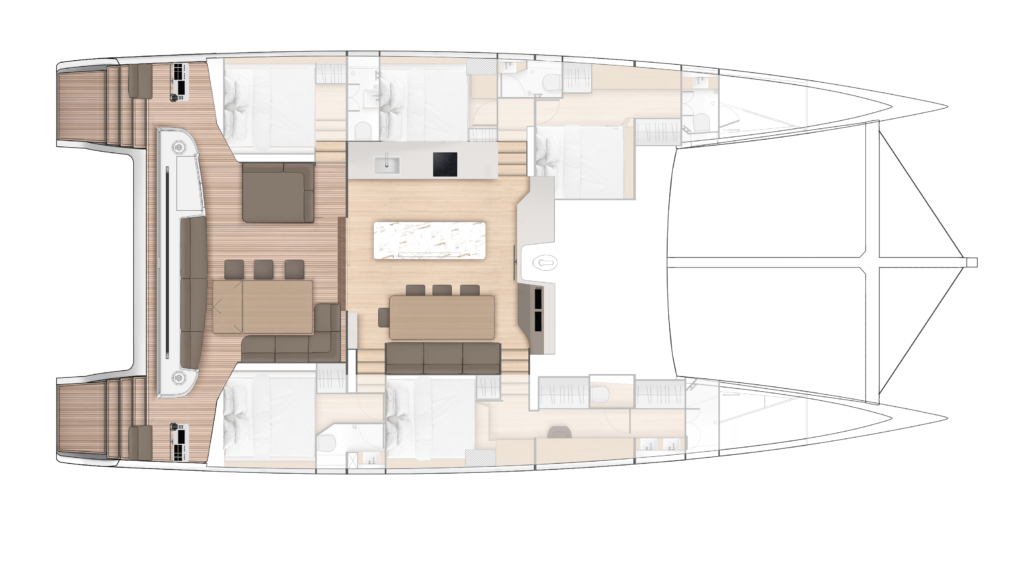 Black Pepper Plan de pont. Catamaran Code C.69 number 2